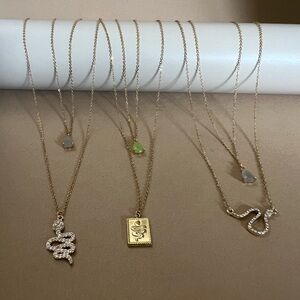 Gold Snake Layered Necklace Set: Witchy Chic 18k Gold Plated Stainless Steel